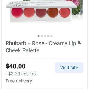 Brand new Rhubarb + rose lip and cheek pallete